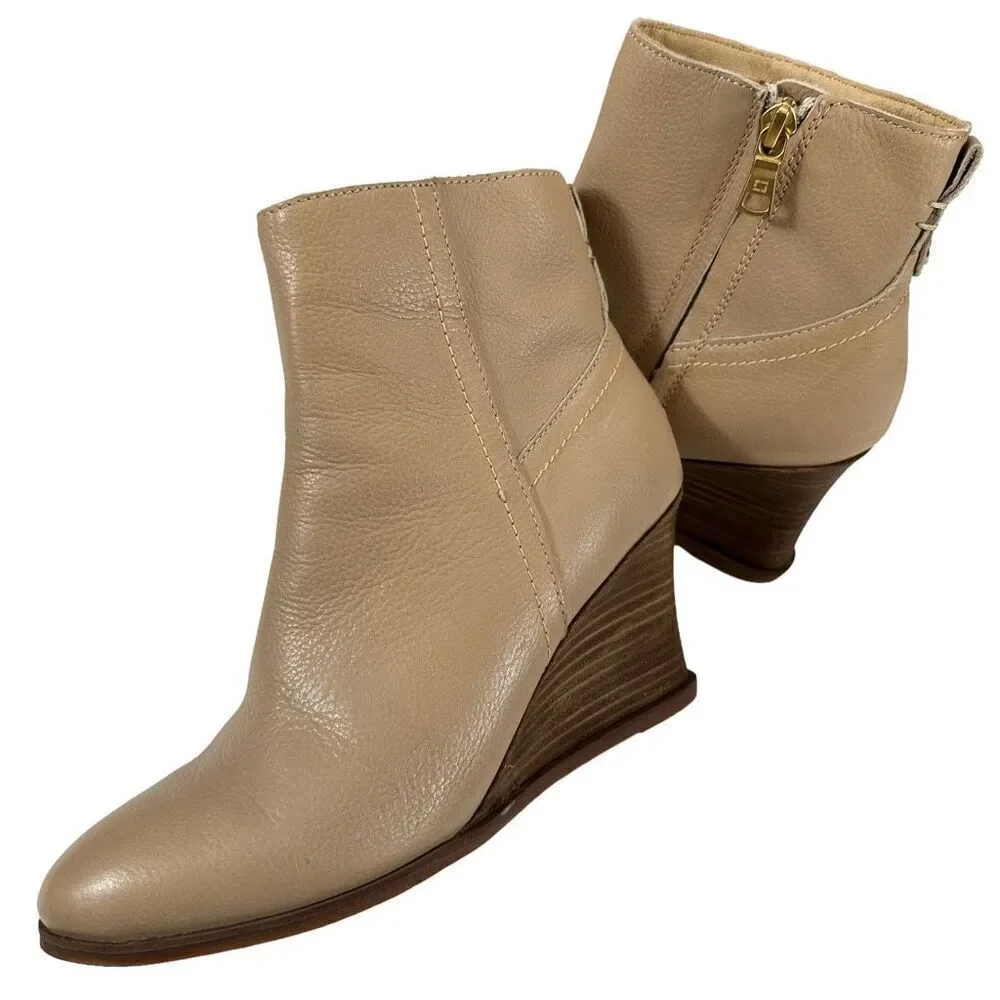 Lucca Lane Zippy Leather Zip-up Wedge Booties